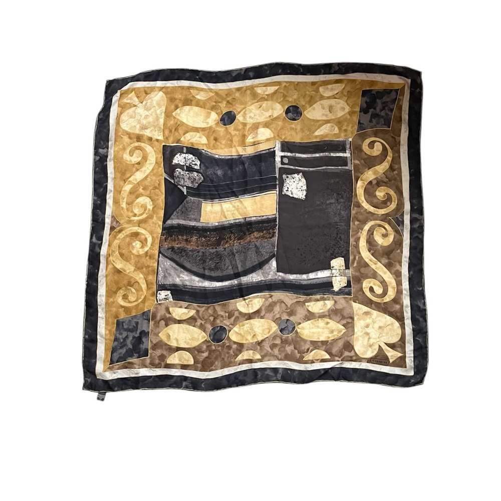Women’s Coach 100% Silk abstract art print wrap scarf